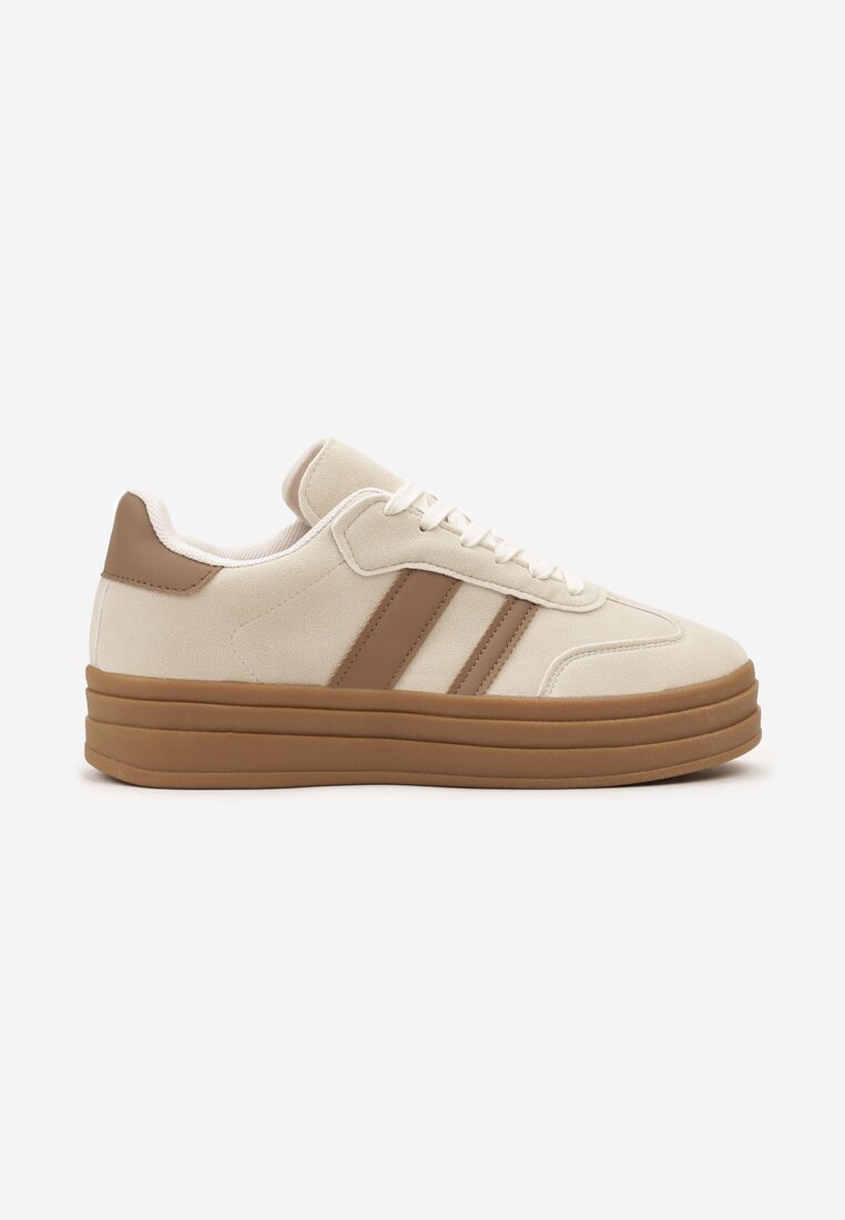 Beżowe Sneakersy w Stylu Klasycznych Tenisówek na Platformie Nallania