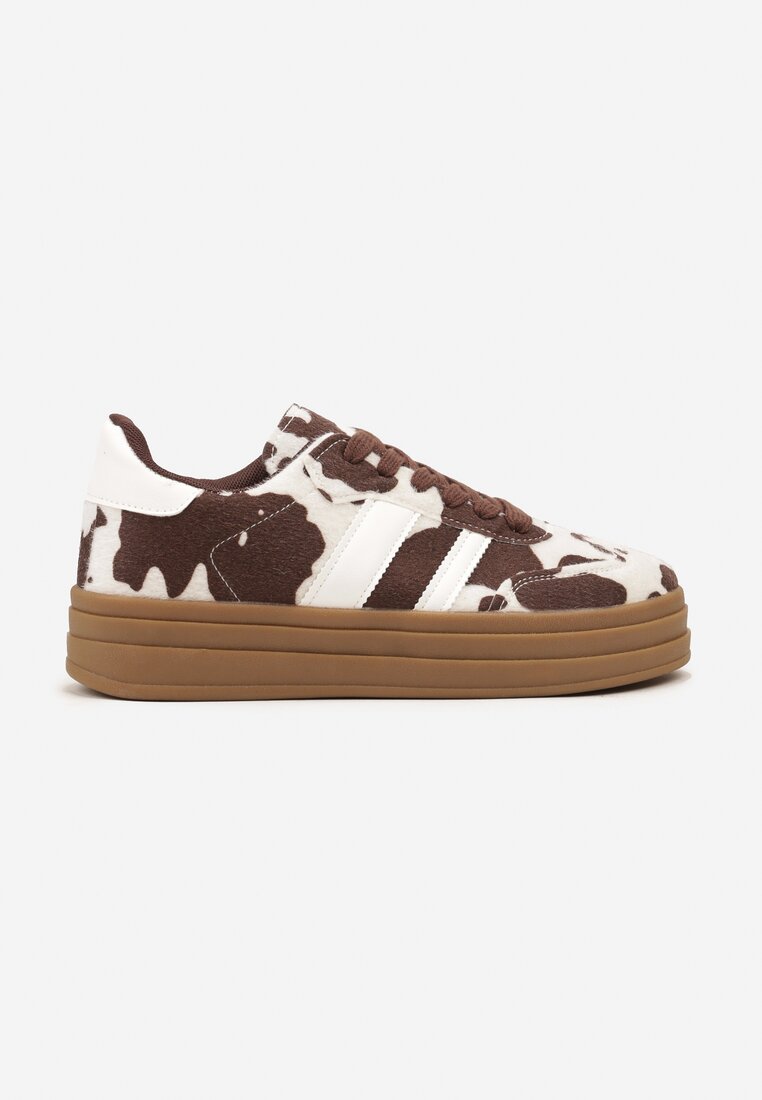 Brązowe Sneakersy w Stylu Klasycznych Tenisówek na Platformie Nallania