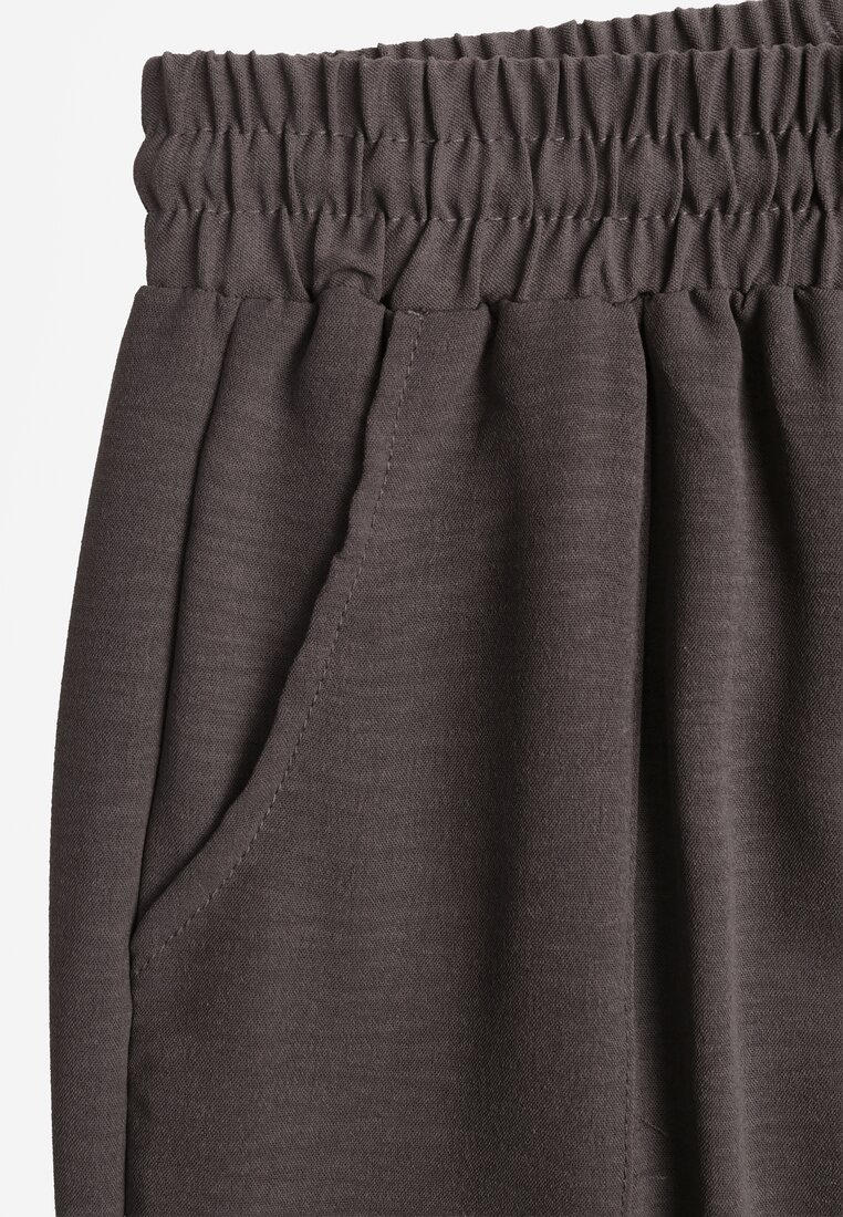 Szare Szerokie Spodnie z Wiskozą z Gumką w Pasie Lealirre