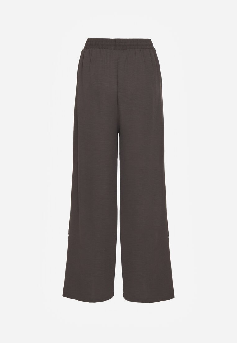 Szare Szerokie Spodnie z Wiskozą z Gumką w Pasie Lealirre