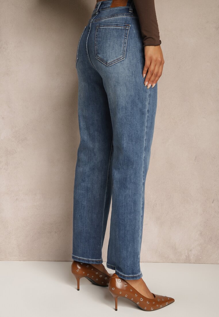 Niebieskie Proste Jeansy Regular Waist Fesalira
