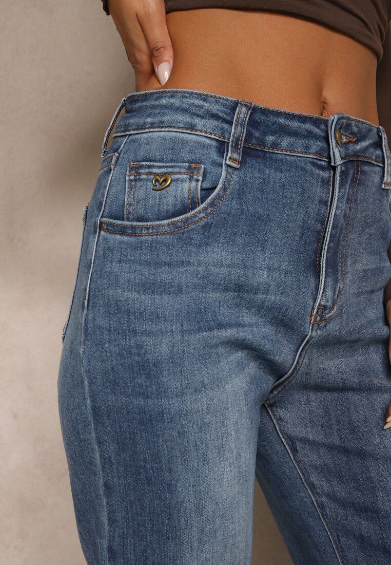 Niebieskie Proste Jeansy Regular Waist Fesalira
