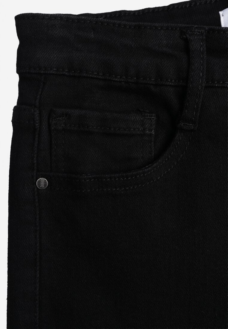 Czarne Jeansy Regular Waist o Fasonie Flare Vemia