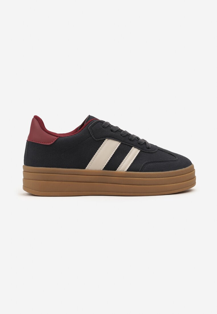 Niebieskie Sneakersy w Stylu Klasycznych Tenisówek na Platformie Nallania