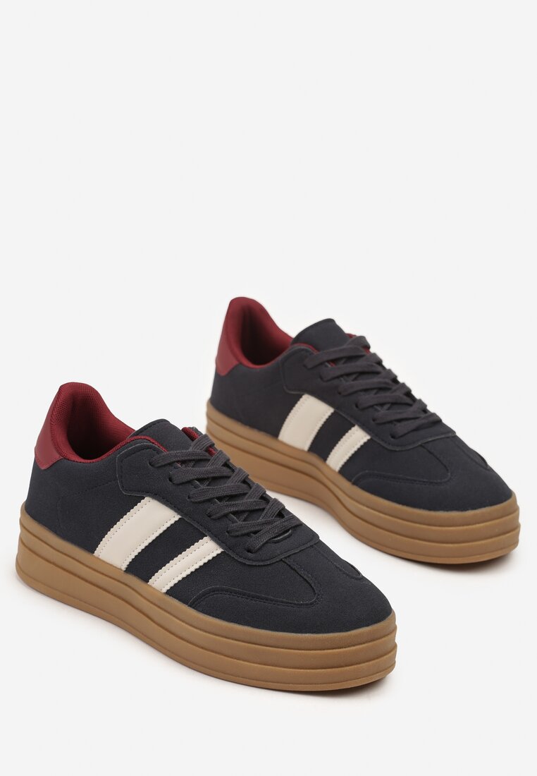 Niebieskie Sneakersy w Stylu Klasycznych Tenisówek na Platformie Nallania