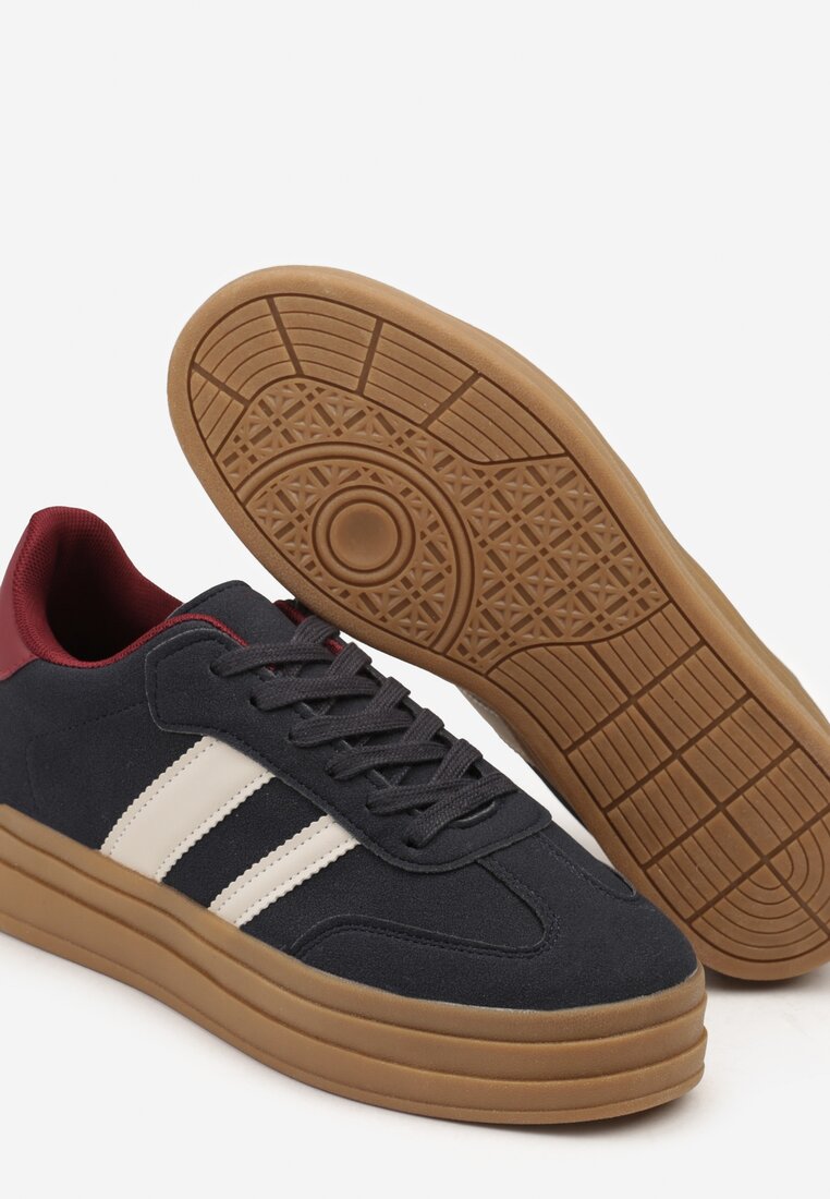 Niebieskie Sneakersy w Stylu Klasycznych Tenisówek na Platformie Nallania