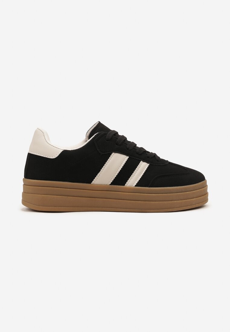 Czarne Sneakersy w Stylu Klasycznych Tenisówek na Platformie Nallania