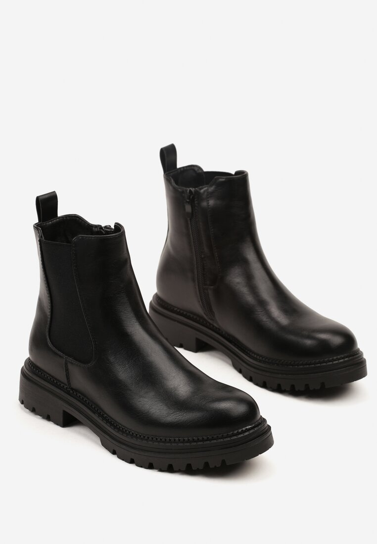 Czarne Botki Sztyblety w Stylu Basic Mirelitte