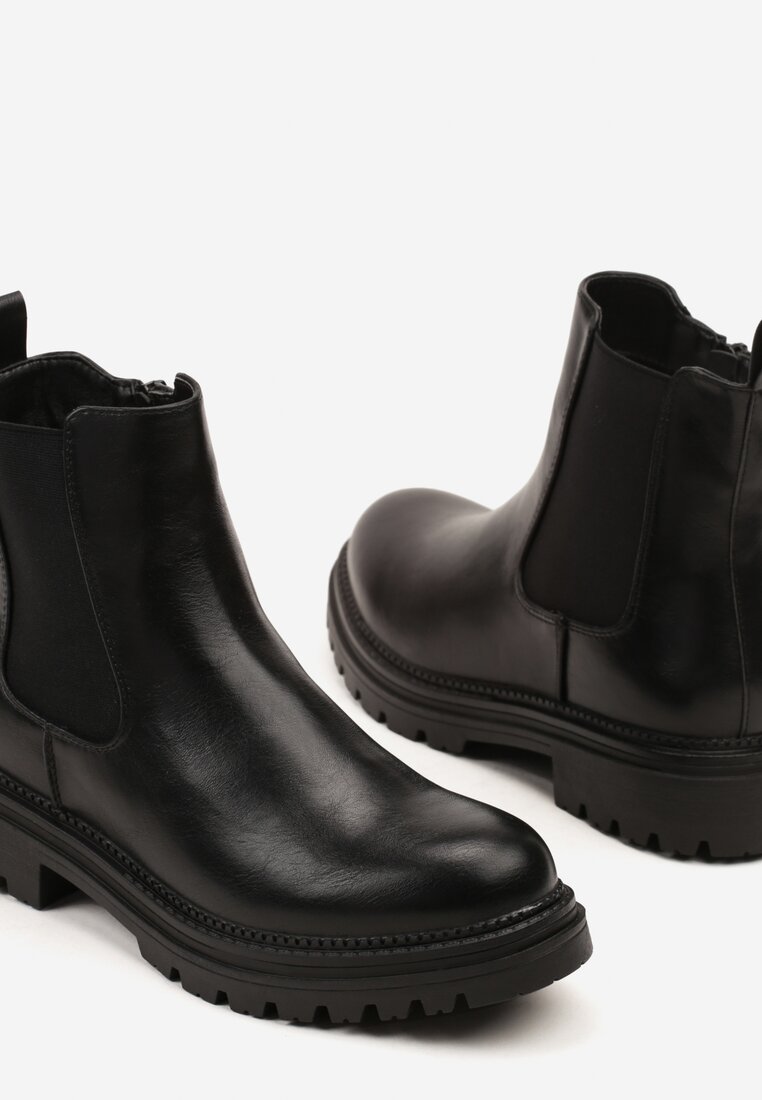 Czarne Botki Sztyblety w Stylu Basic Mirelitte