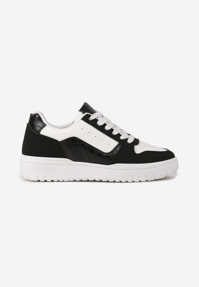Biało-Czarne Sneakersy Ozdobione Perforacją i Geometrycznym Motywem Idariele