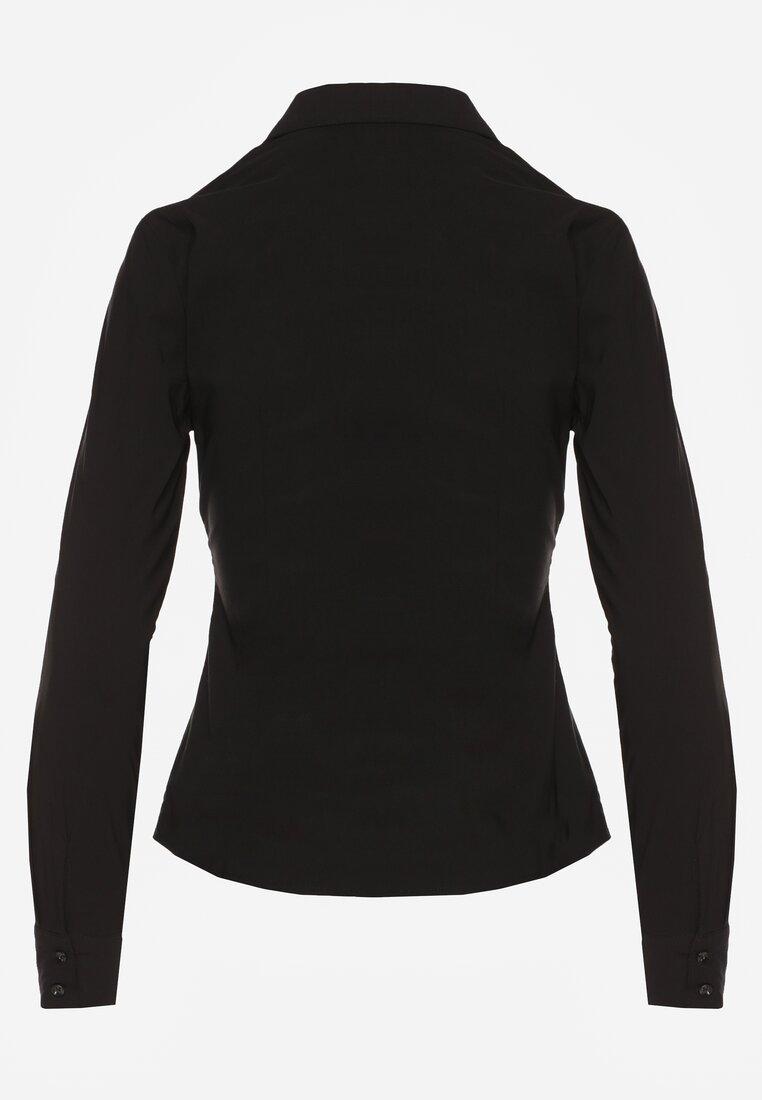 Czarna Marszczona Koszula z Bawełną Avenarie