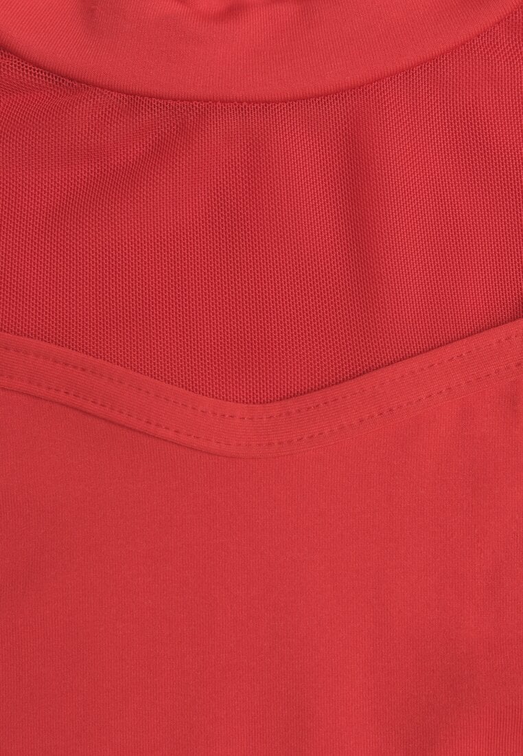 Czerwona Bluzka Golf Vices z Przezroczystymi Rękawami Kariale