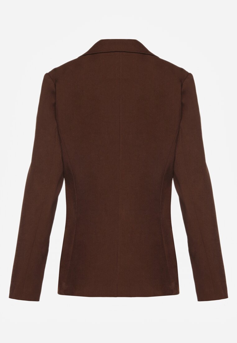 Brązowa Dwurzędowa Marynarka z Usztywnioną Linią Ramion Clanira