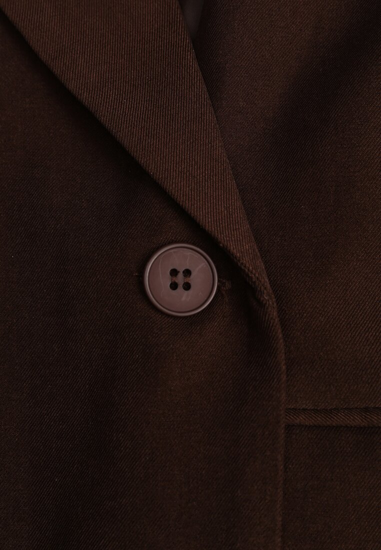 Brązowa Marynarka Dwurzędowa o Kroju Oversize Clasora