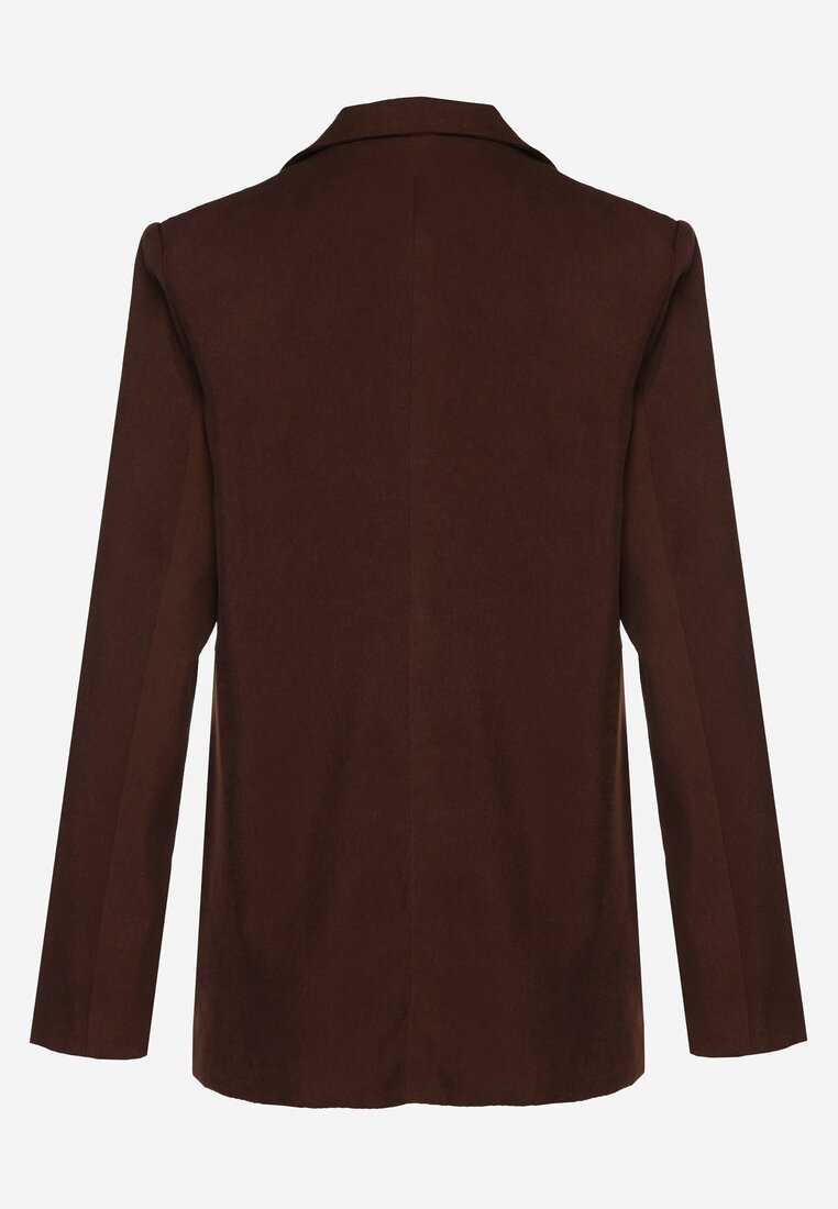 Brązowa Marynarka Dwurzędowa o Kroju Oversize Clasora