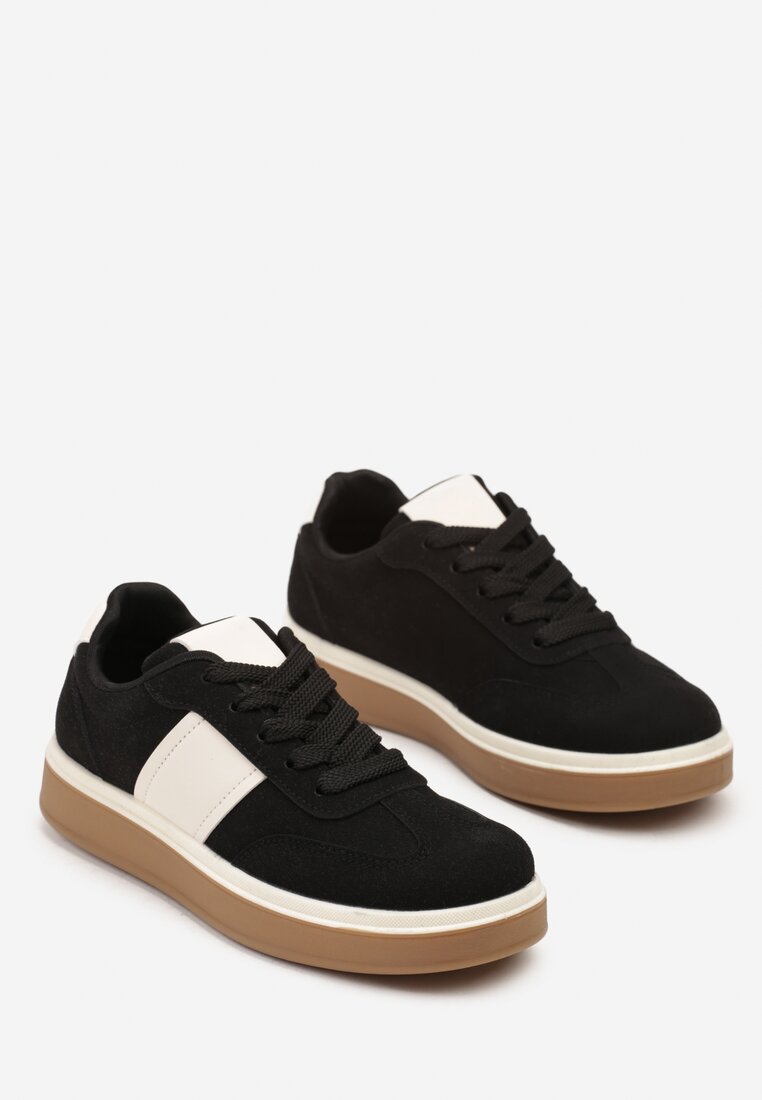 Czarne Sneakersy na Kauczukowej Podeszwie Claside