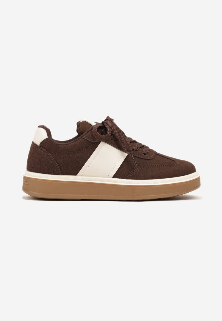 Brązowe Sneakersy na Kauczukowej Podeszwie Claside