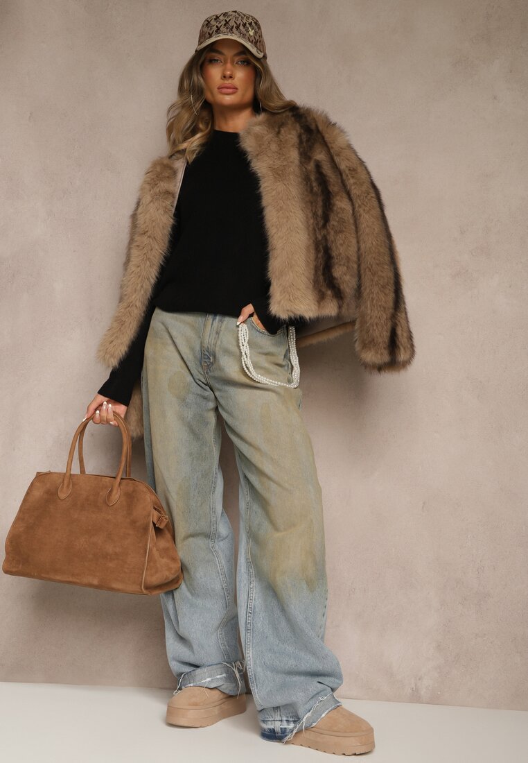 Czarny Casualowy Sweter z Wełną i Wiskozą Lussare