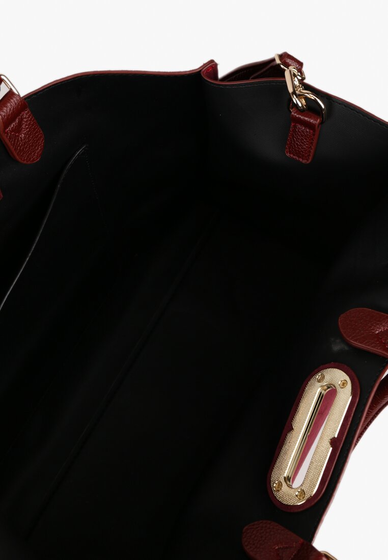 Bordowa Torebka Typu Shopper z Imitacji Zamszu z Rączkami i Paskiem Crossbody Temige