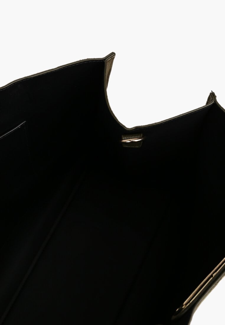 Zielona Torebka Typu Shopper z Imitacji Zamszu z Rączkami i Paskiem Crossbody Temige