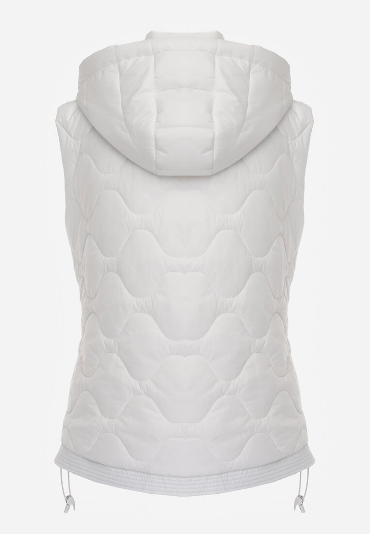 Biała Kamizelka z Odpinanym Kapturem i Pikowanym Wzorem Tiozarе