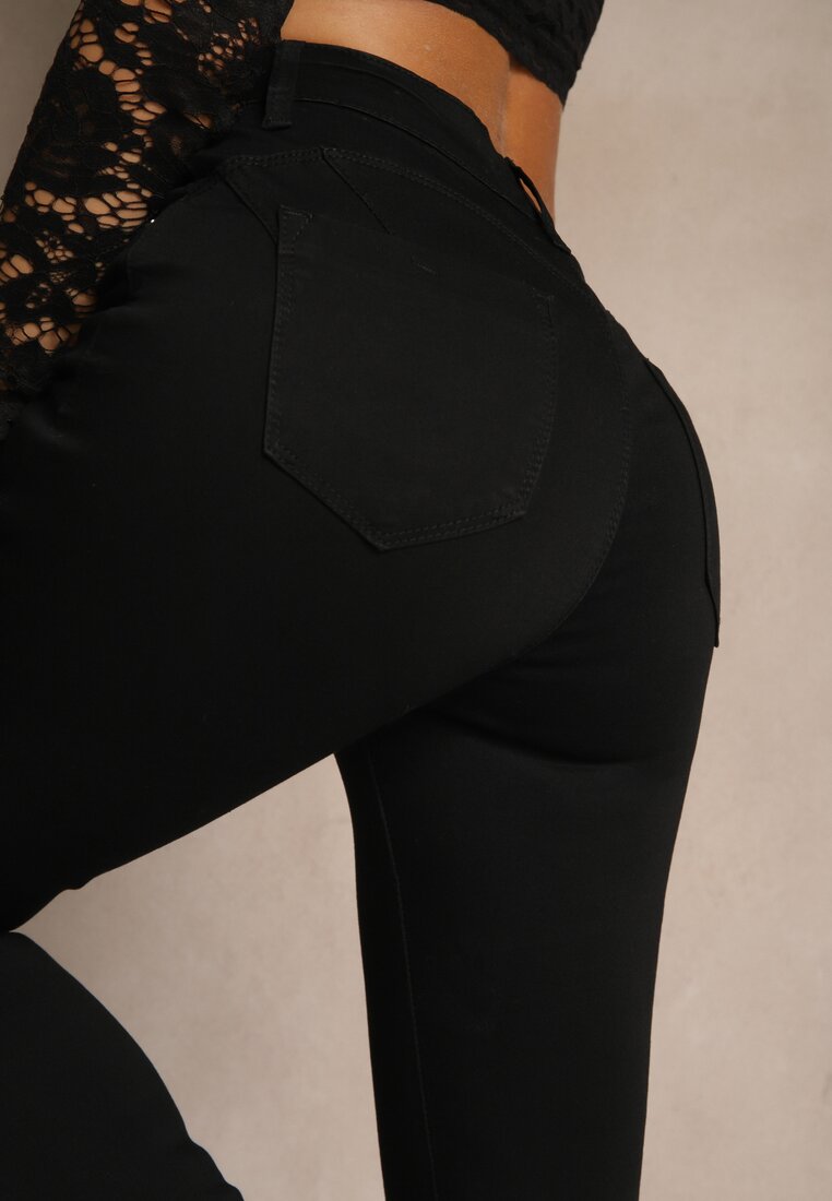 Czarne Spodnie Skinny Regular Waist Mandria