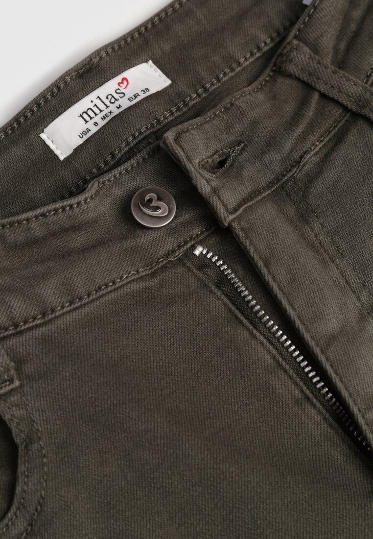 Ciemnozielone Szerokie Jeansy z Bawełny Violore