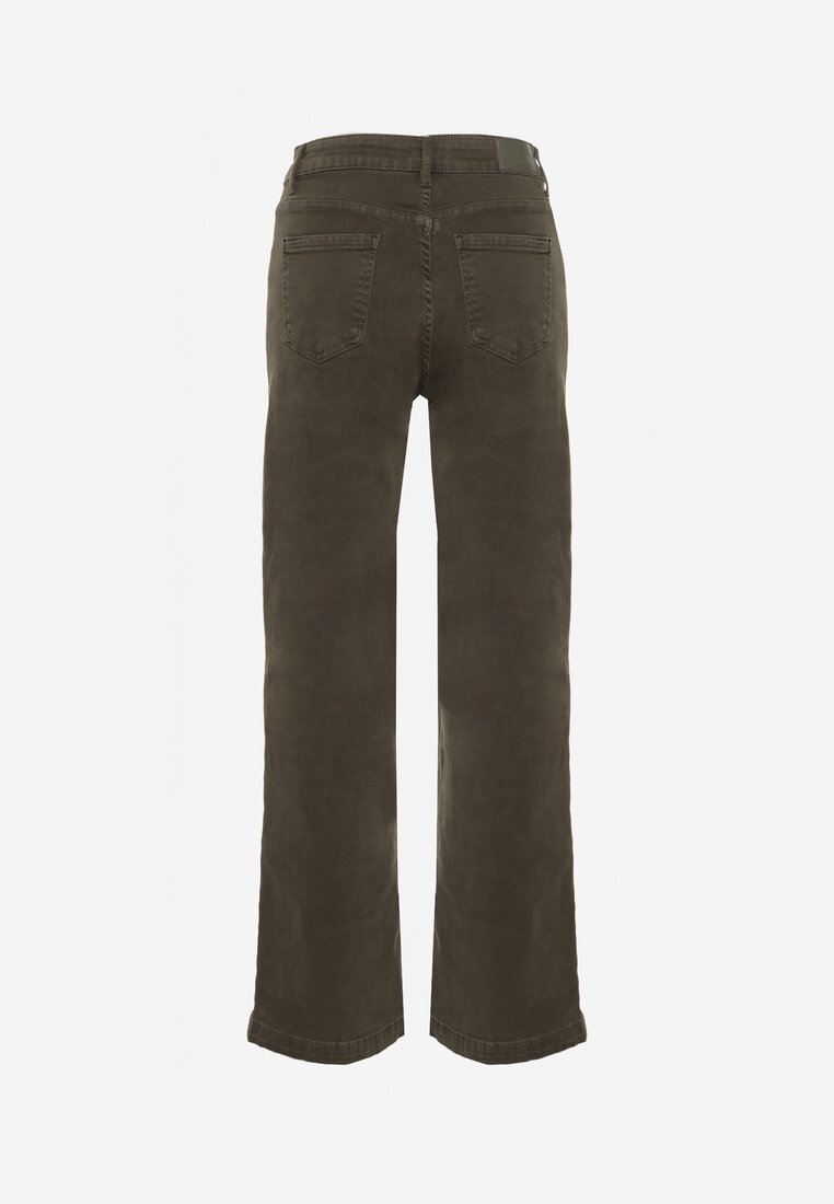 Ciemnozielone Szerokie Jeansy z Bawełny Violore