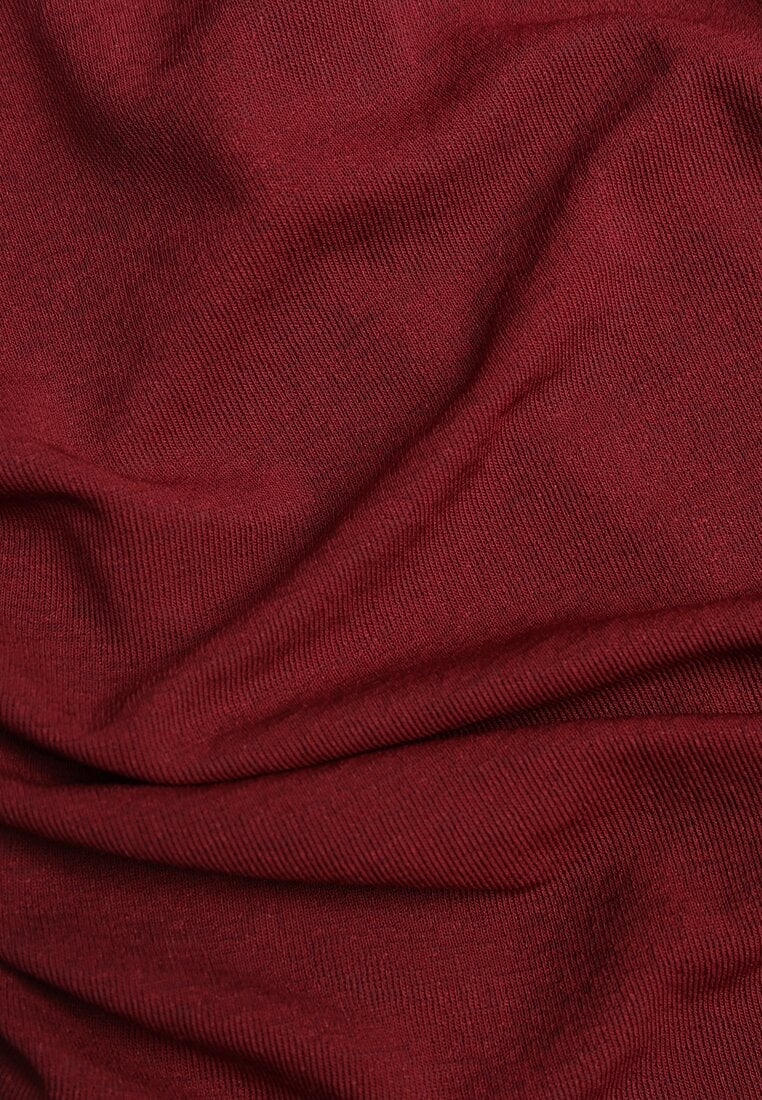 Bordowa Bluzka Longsleeve z Marszczonymi Detalami Eslira