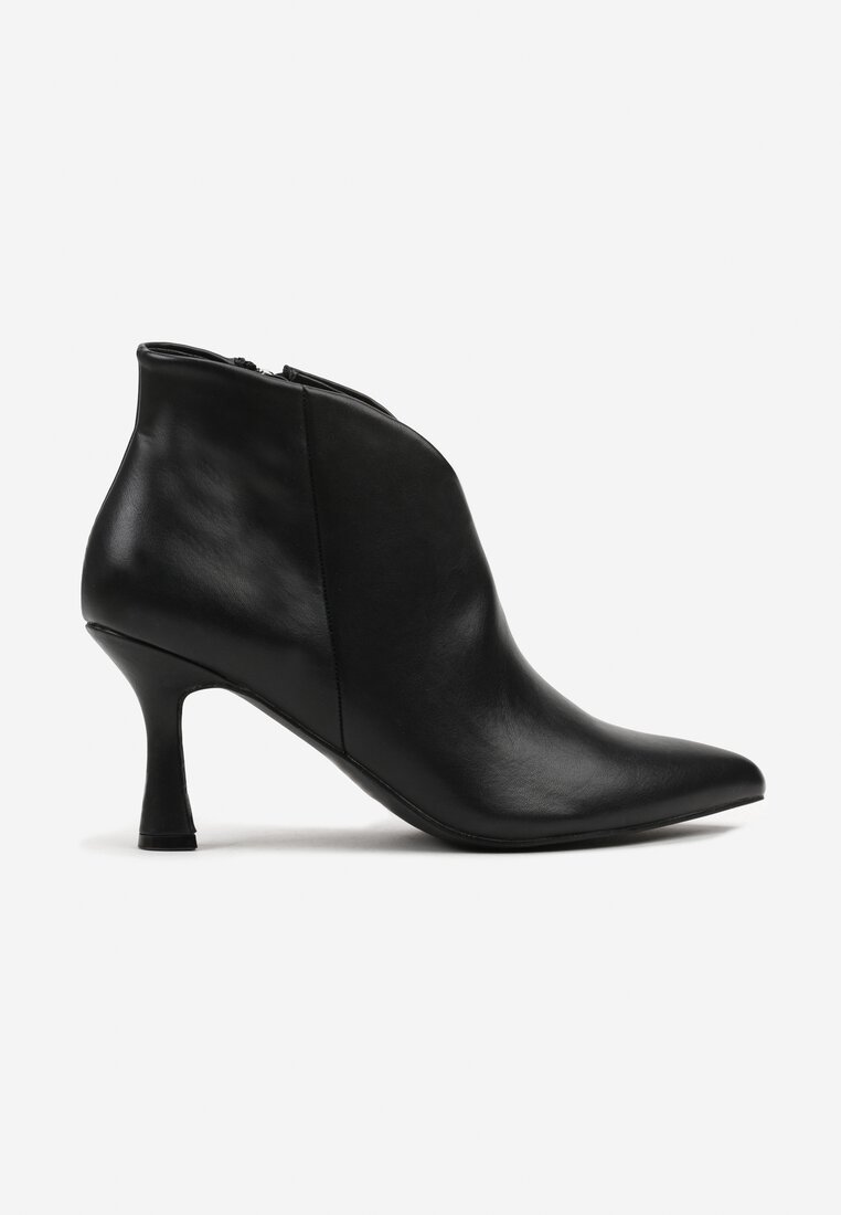 Czarne Eleganckie Botki na Klepsydrze ze Szpiczastym Noskiem Sulibbia