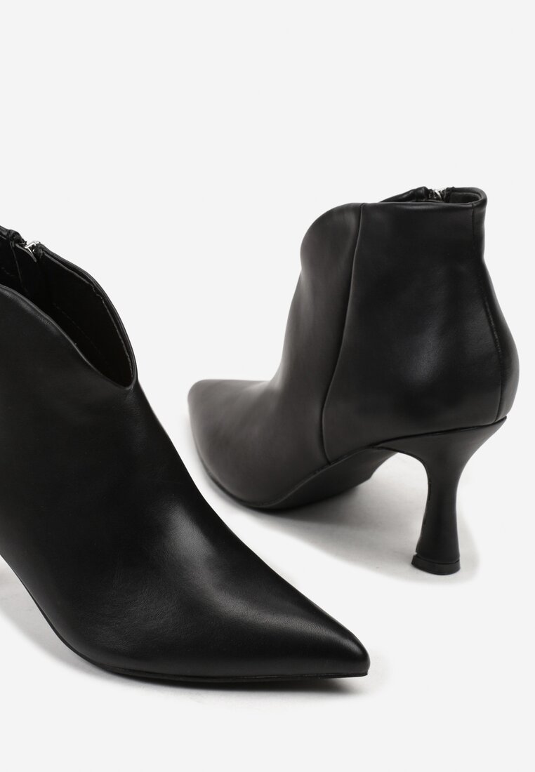 Czarne Eleganckie Botki na Klepsydrze ze Szpiczastym Noskiem Sulibbia