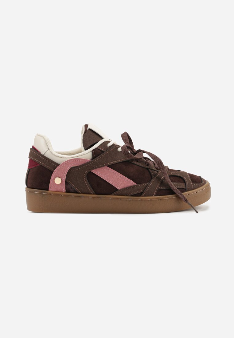 Brązowe Sneakersy Kultowe Tenisówki z Podwójnymi Sznurówkami Luvitta