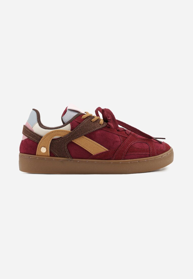 Bordowe Sneakersy Kultowe Tenisówki z Podwójnymi Sznurówkami Luvitta