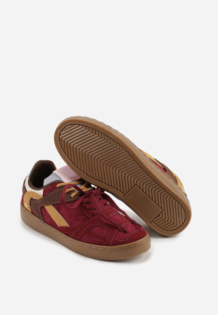 Bordowe Sneakersy Kultowe Tenisówki z Podwójnymi Sznurówkami Luvitta