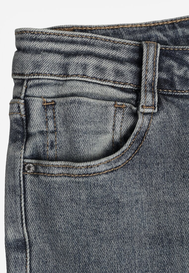 Niebieskie Jeansy o Fasonie Flare Regular Waist Setava