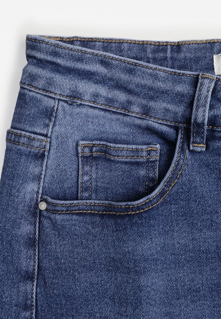 Niebieskie Szerokie Jeansy High Waist z Wiskozą Isofara