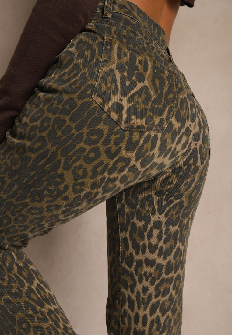 Panterkowe Jeansy Dzwony High Waist z Bawełny Enerre