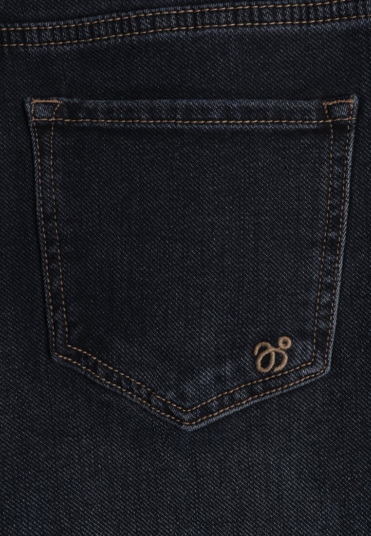 Granatowe Jeansy High Waist Wide Leg z Domieszką Wiskozy Zenisia