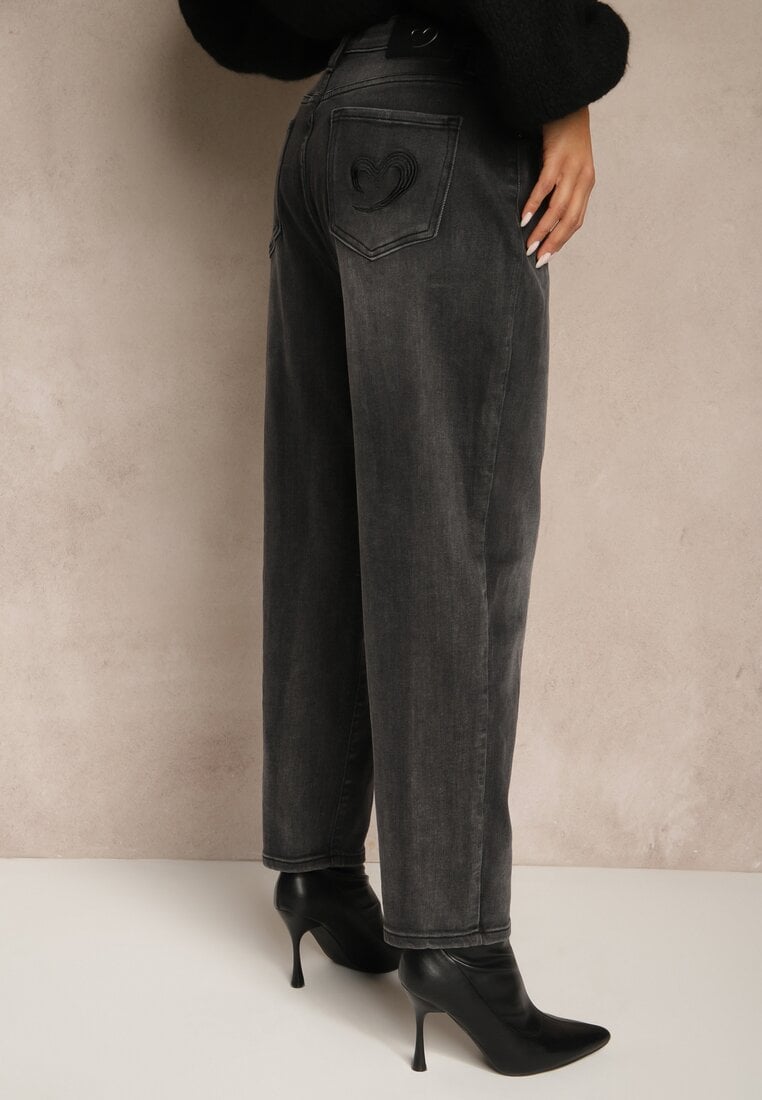 Szare Jeansy Mom Fit High Waist Ralima