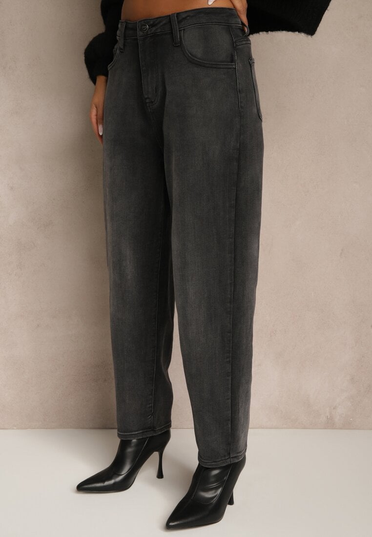 Szare Jeansy Mom Fit High Waist Ralima