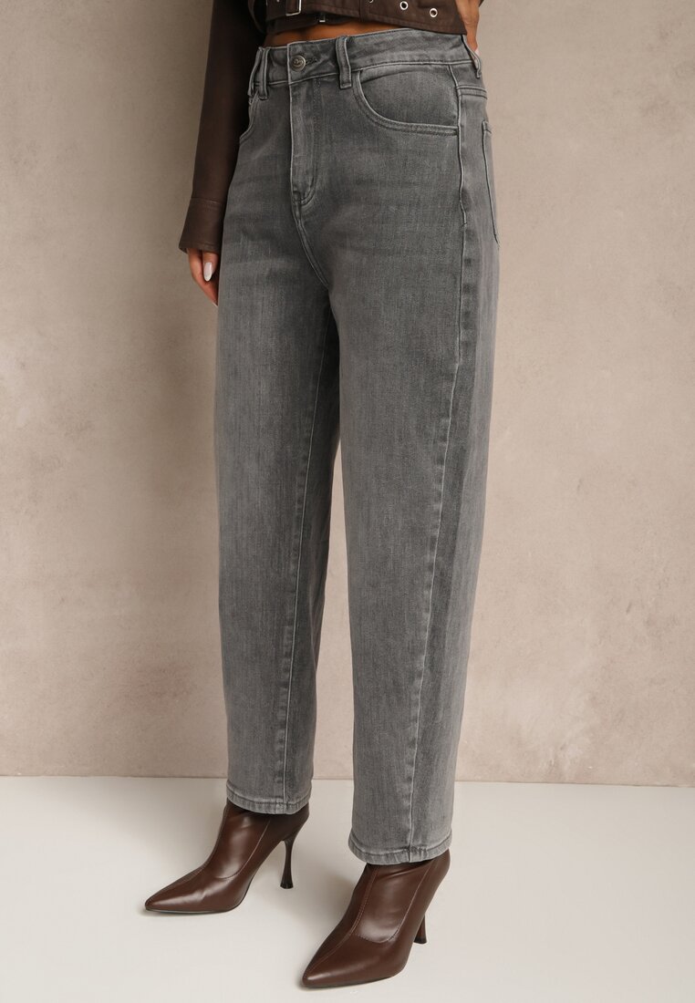 Szare Jeansy Mom Fit High Waist Ralineva