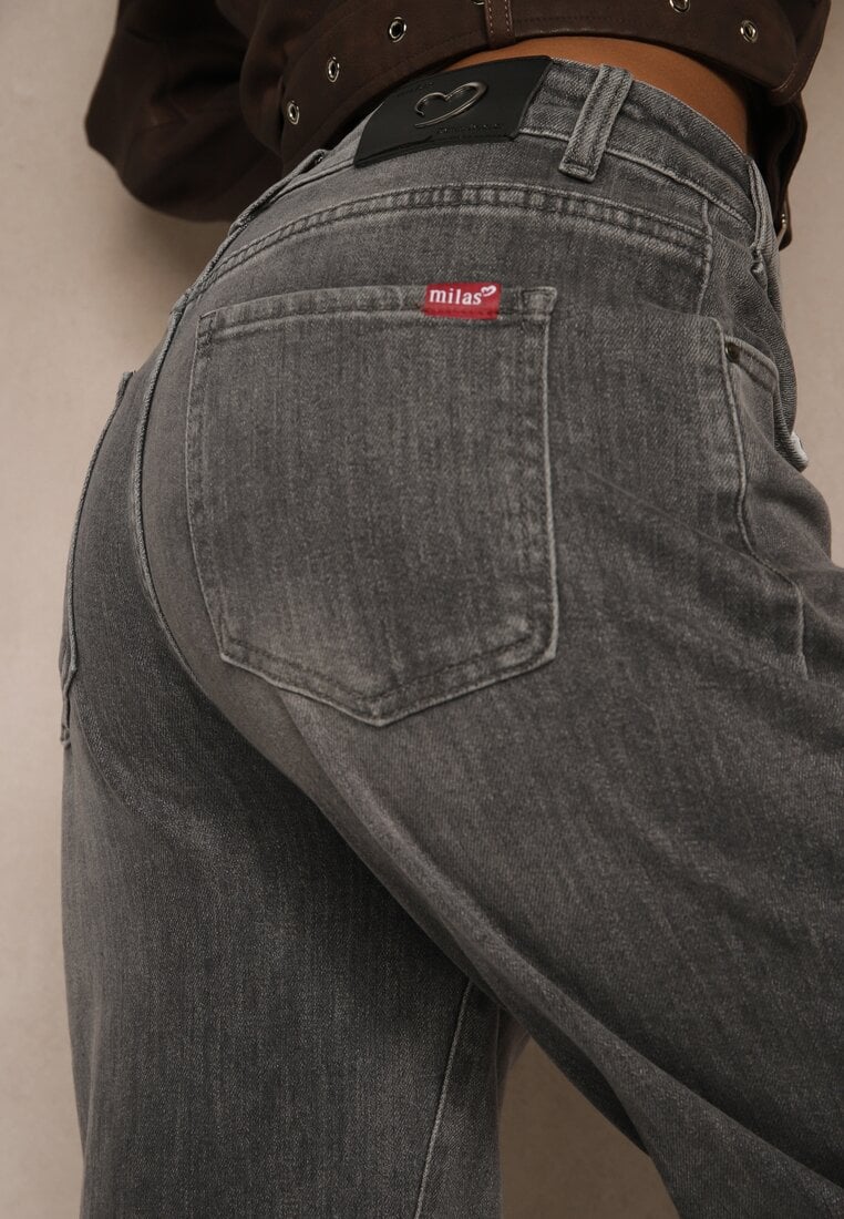 Szare Jeansy Mom Fit High Waist Ralineva