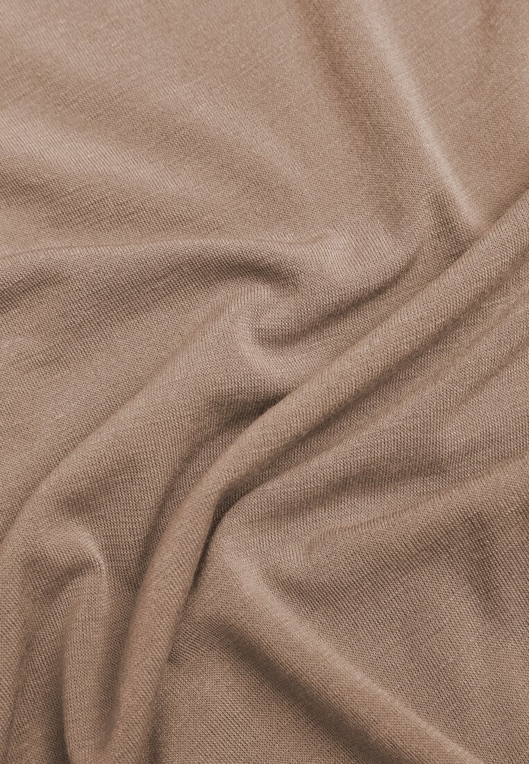 Beżowa Bluzka Longsleeve z Wiskozy i Kaszmiru Unelle