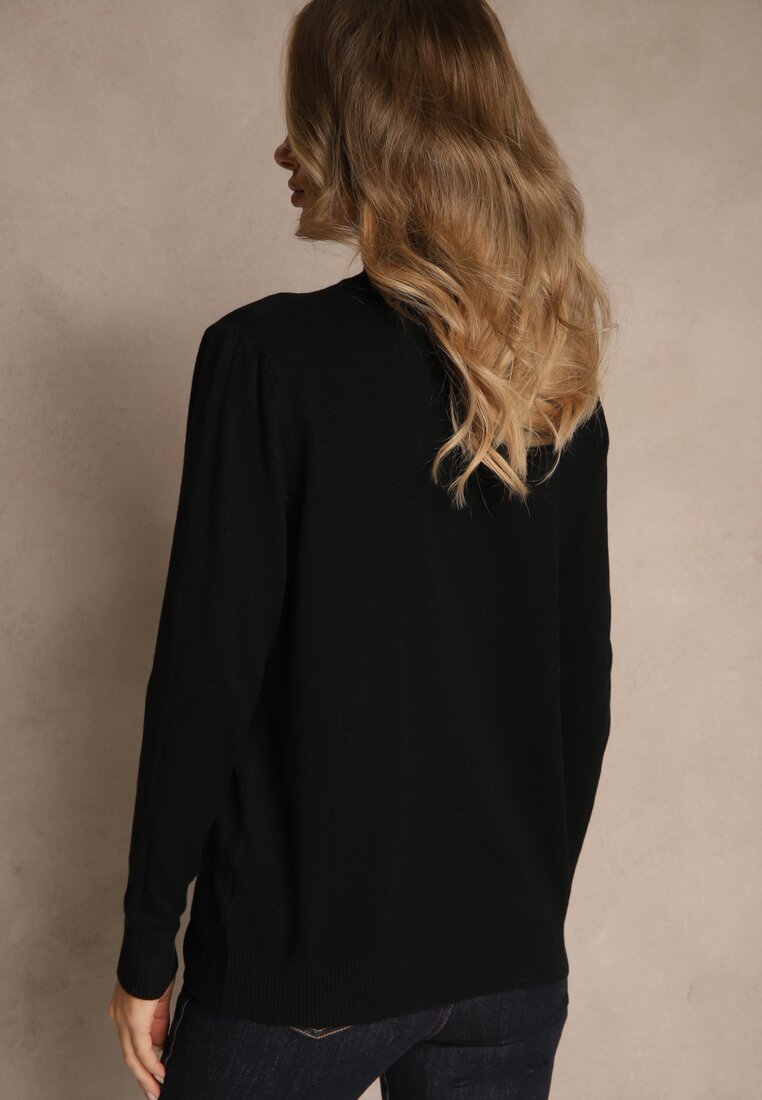 Czarny Casualowy Sweter z Półgolfem w Minimalistycznym Stylu Seorienne