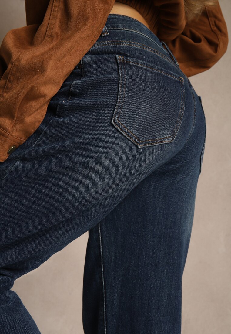 Niebieskie Jeansy Mom Fit High Waist z Wiskozą Erralia