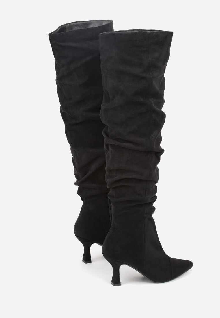 Czarne Kozaki w Stylu Slouchy na Szpilce Wiolisse