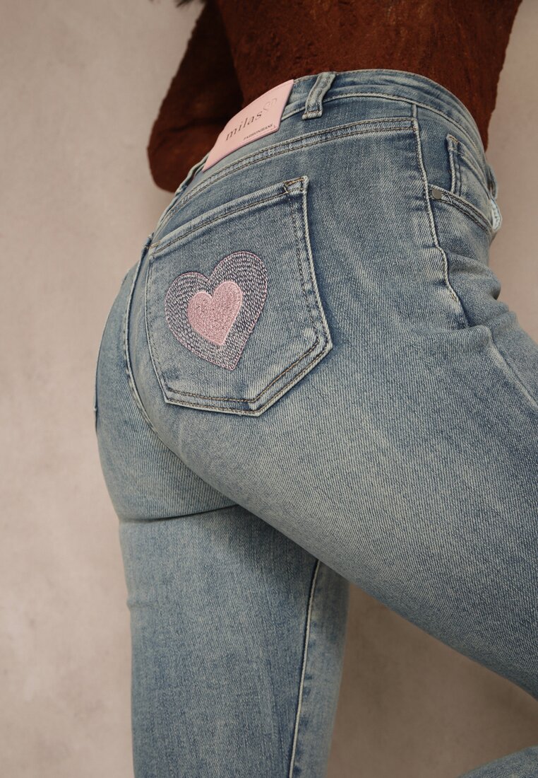 Niebieskie Jeansy Skinny Regular Waist z Bawełną Tevirsa