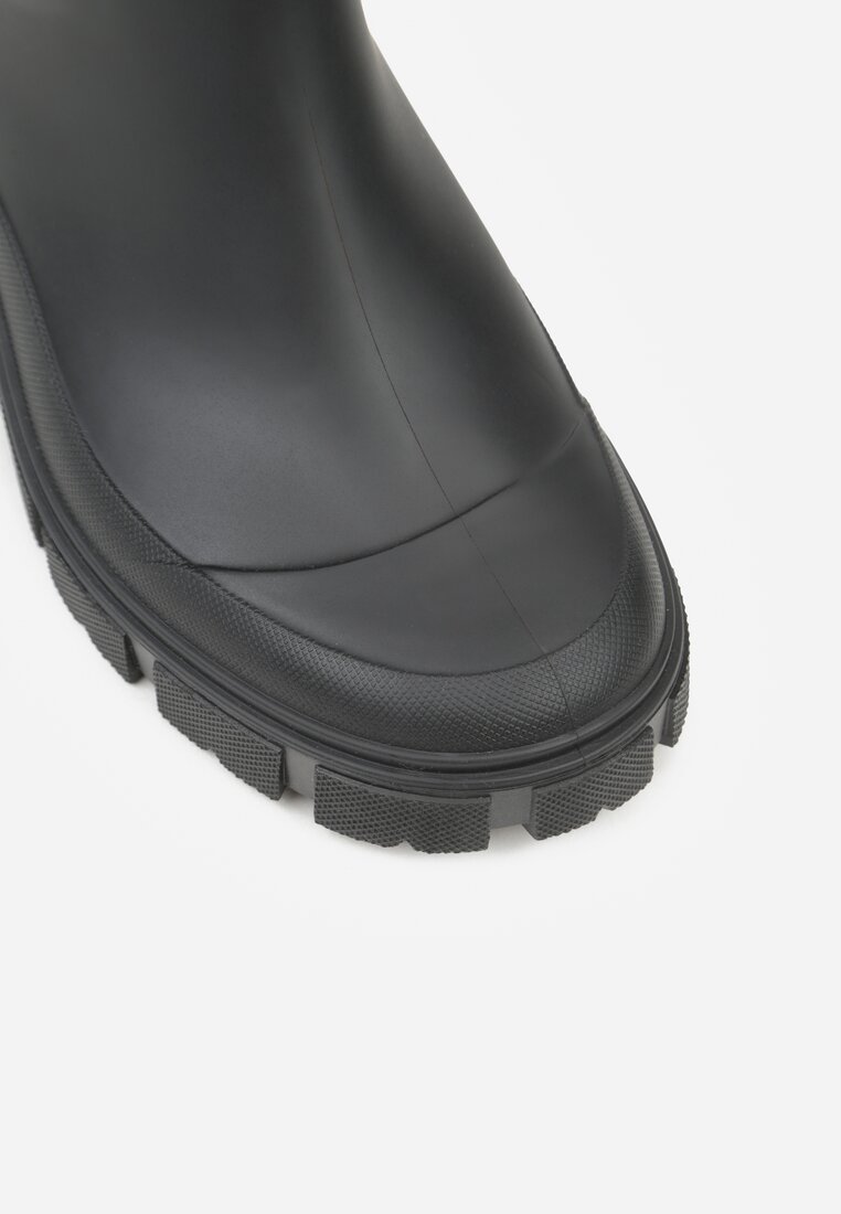 Czarne Kalosze z Elastycznymi Panelami i Detalem z Napisem Delaena