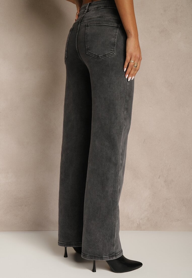 Szare Jeansy Wide Leg High Waist Mevandria