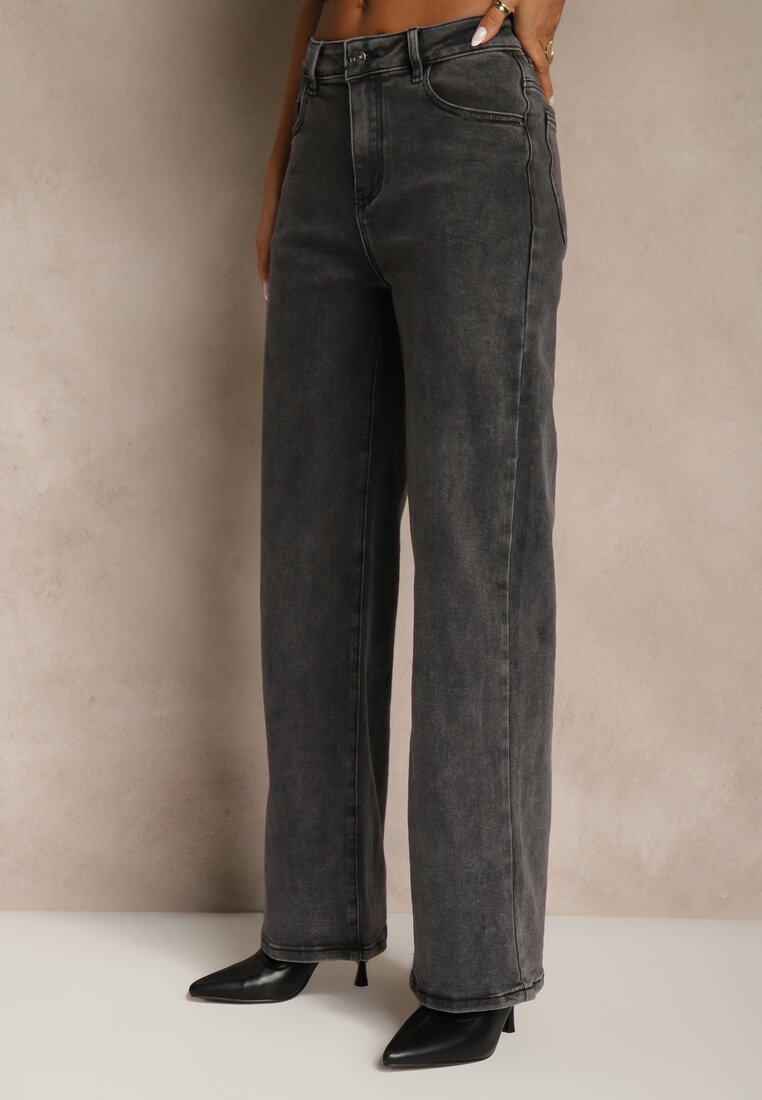 Szare Jeansy Wide Leg High Waist Mevandria